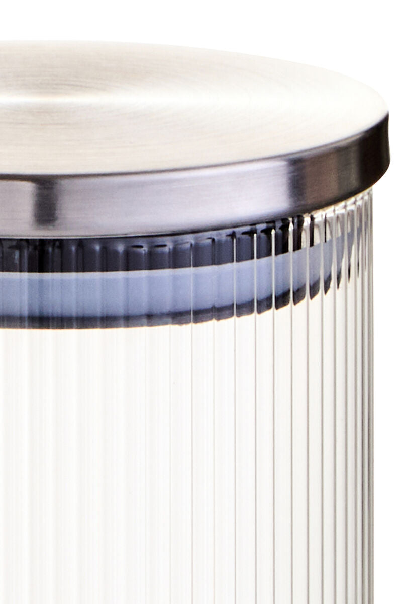 Freska Ribbed Round Glass Jar with Silver Lid 1000ml