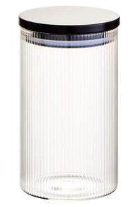 Freska Ribbed Round Glass Jar with Black Lid 1000ml