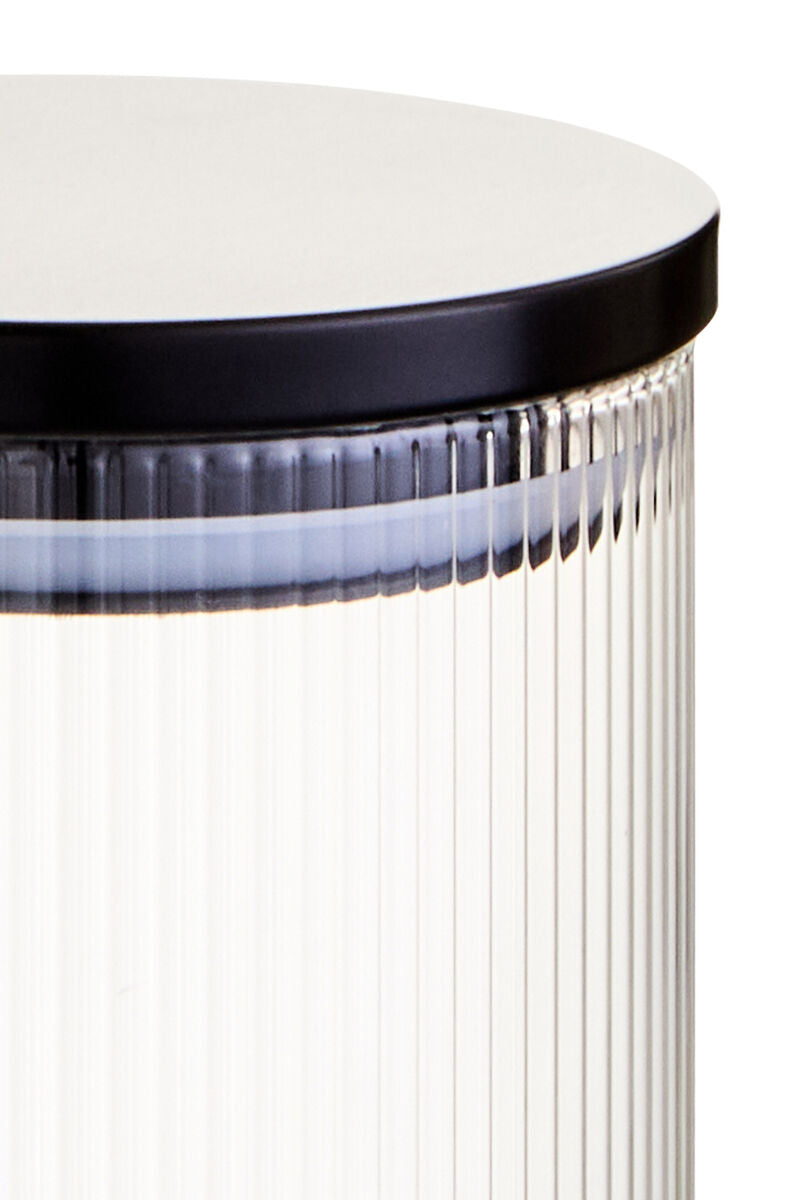 Freska Ribbed Round Glass Jar with Black Lid 1000ml