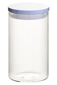 Freska Ribbed Round Glass Jar with White Lid 1000ml