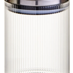 Ribbed Round Glass Jar with Silver Lid 700ml | Freska