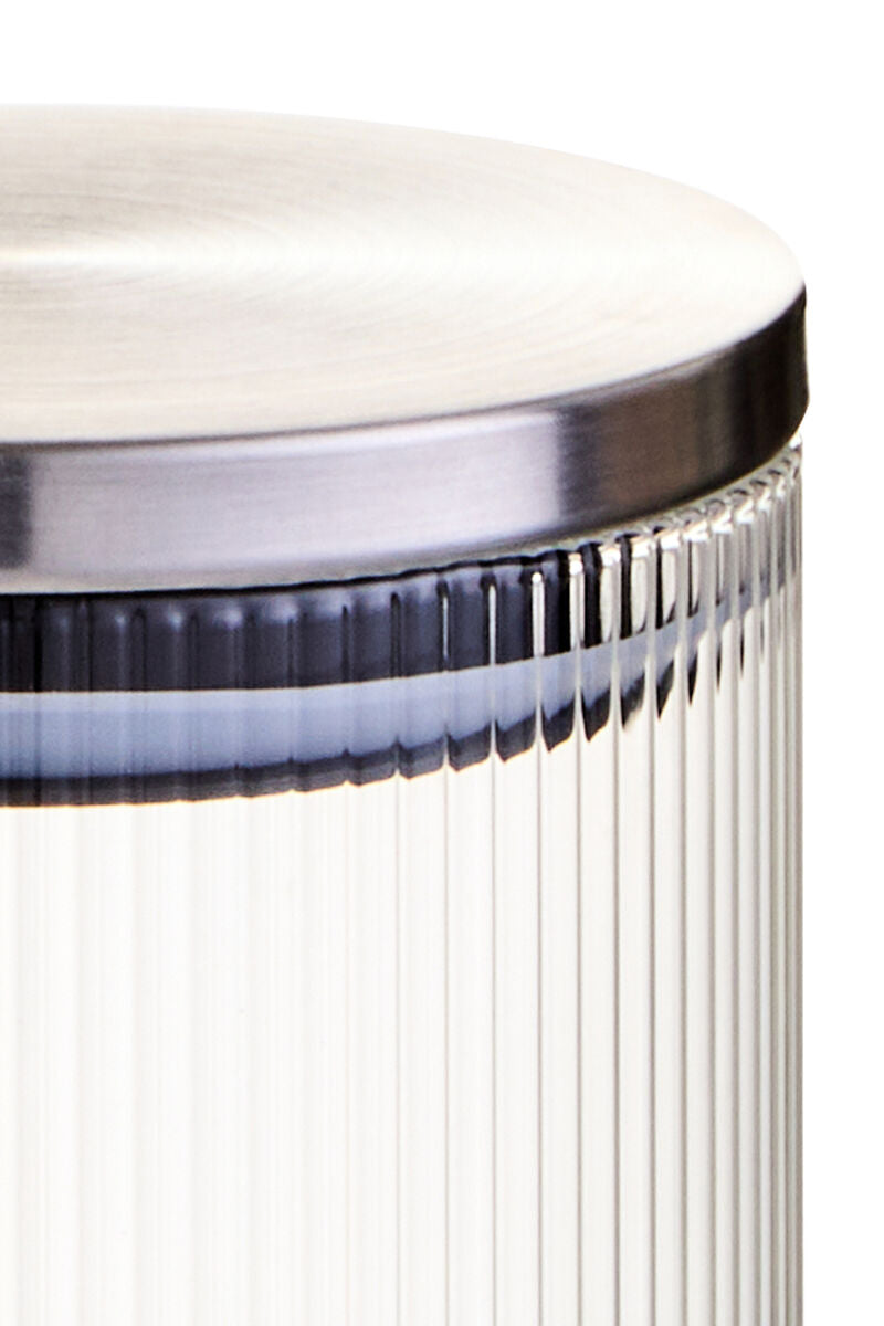 Freska Ribbed Round Glass Jar with Silver Lid 700ml