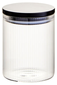 Freska Ribbed Round Glass Jar with Black Lid 700ml