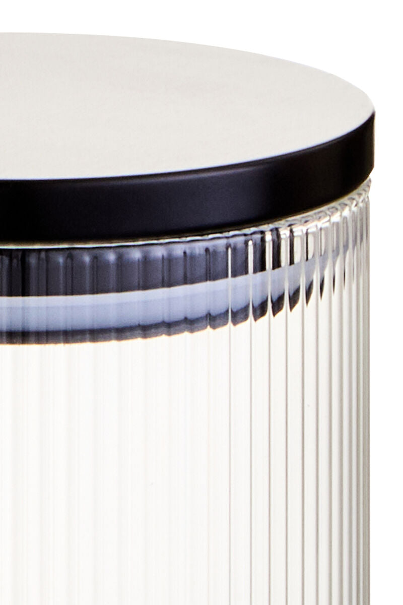 Freska Ribbed Round Glass Jar with Black Lid 700ml