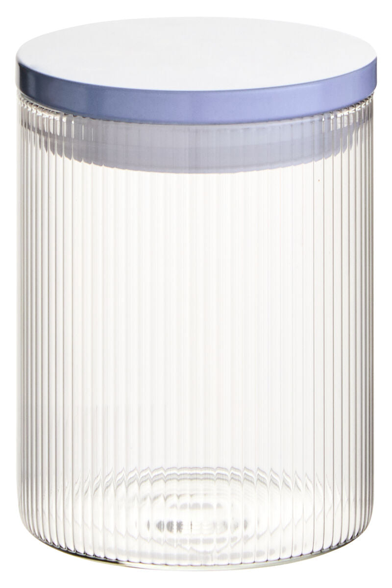 Freska Ribbed Round Glass Jar with White Lid 700ml