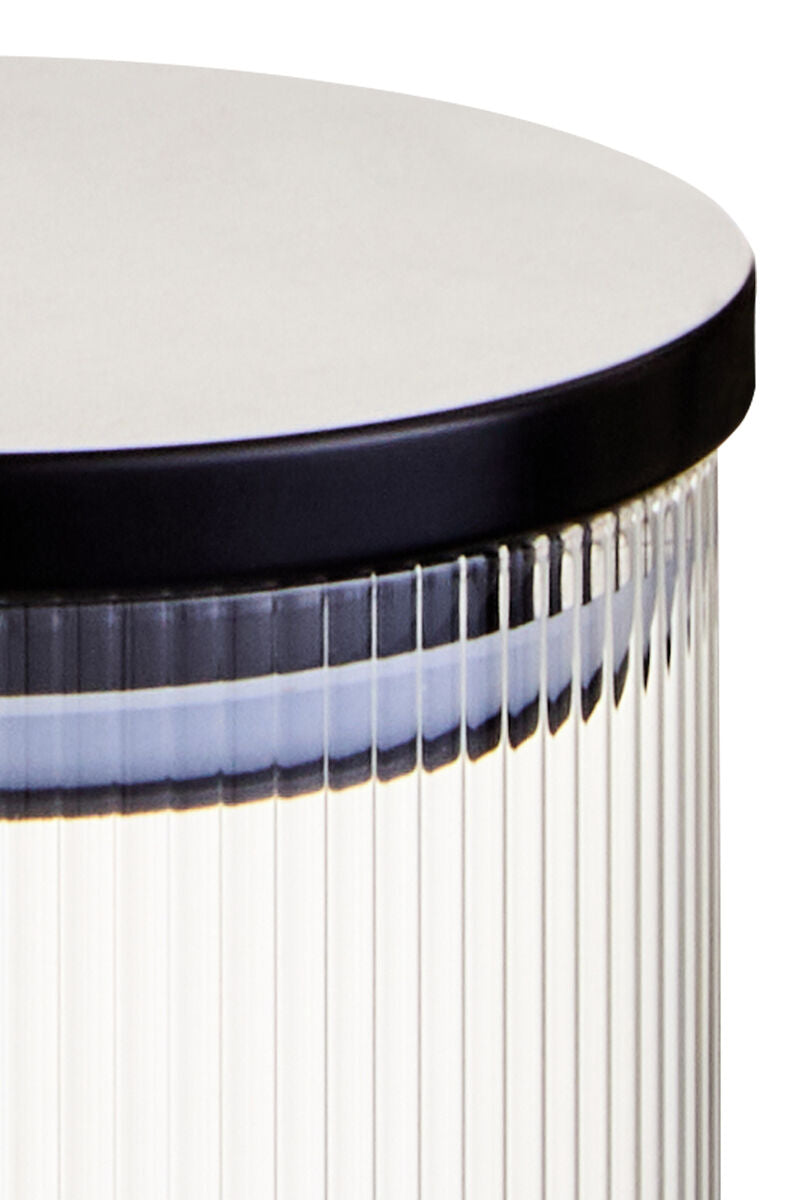 Freska Ribbed Round Glass Jar with Black Lid 500ml