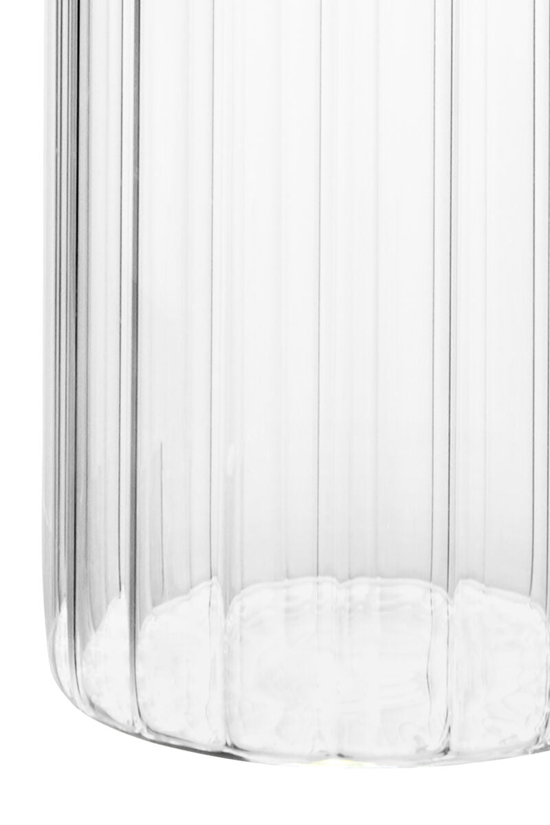 Freska Ribbed Round Glass Jar with Acacia Wood Lid 1100ml