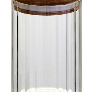 Ribbed Round Glass Jar with Acacia Wood Lid 550ml | Freska