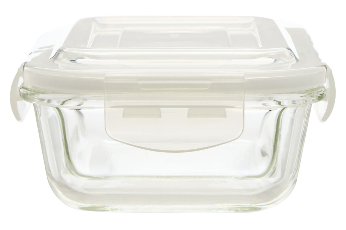 2 Section Rectangular Glass Container with Lid 640 Ml | Freska
