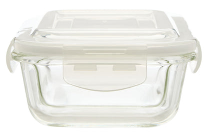 2 Section Rectangular Glass Container with Lid 640 Ml | Freska
