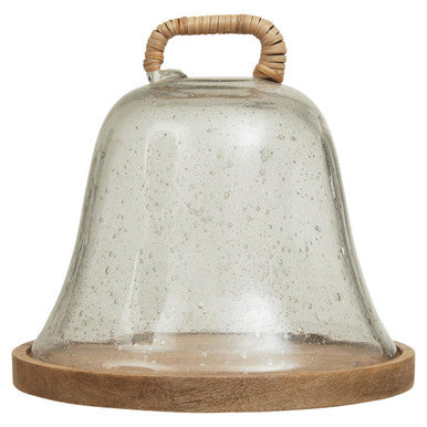 Garner Glass Cheese Dome With Mango Wood Base