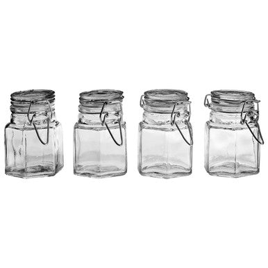 Hayden Glass and Clip Top Lids Spice Jars Set of 4