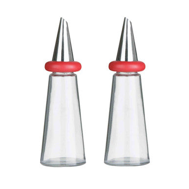 Cone Condiments Red Plastic Oil And Vinegar Set
