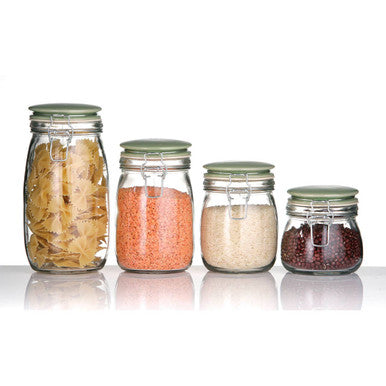 Deli 1500Ml Jar With Glass And Green Lid