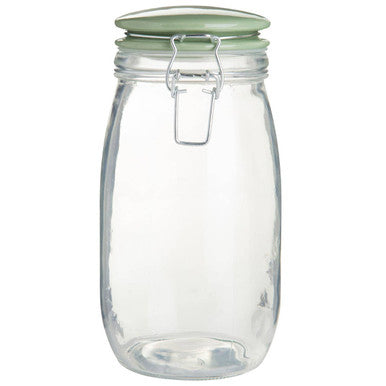 Deli 1500Ml Jar With Glass And Green Lid