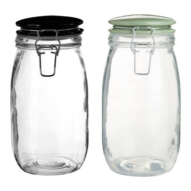 Deli 1500Ml Jar With Glass And Green Lid