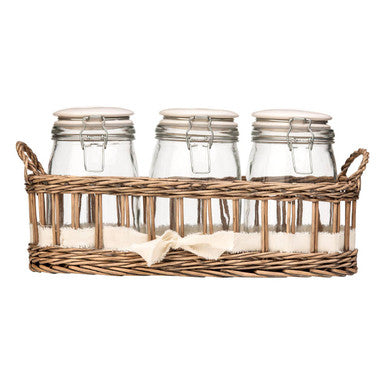 Country Cottage Set of 3 Glass Jars in a Basket - image 5