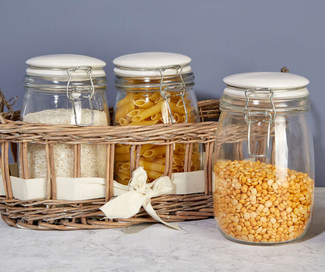 Country Cottage Set of 3 Glass Jars in a Basket - image 2