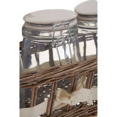 Country Cottage Set of 3 Glass Jars in a Basket - image 4