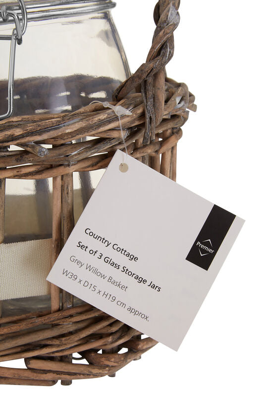 Country Cottage Set of 3 Glass Jars in a Basket - image 3
