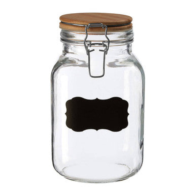 Grocer Glass Storage Jar with Wooden Lid 2000ml