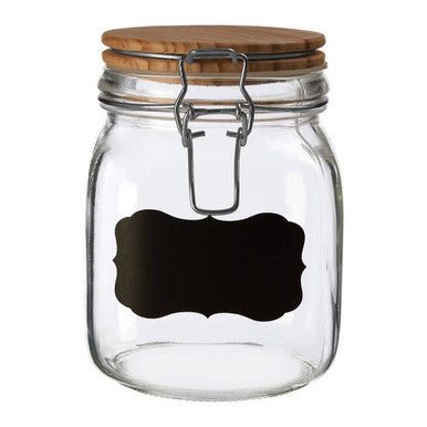 Grocer Glass Storage Jar with Wooden Lid 1000ml