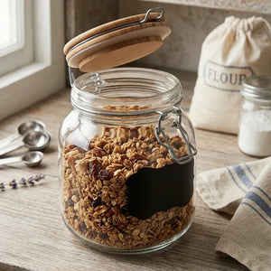 Glass Storage Jar with Wooden Lid 1000ml | Grocer