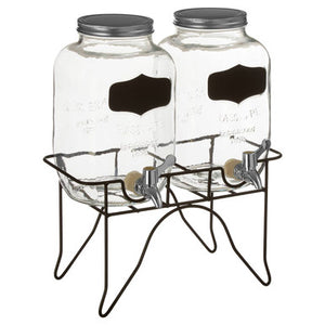 Grocer Set Of 2 Drink Dispensers With Stand