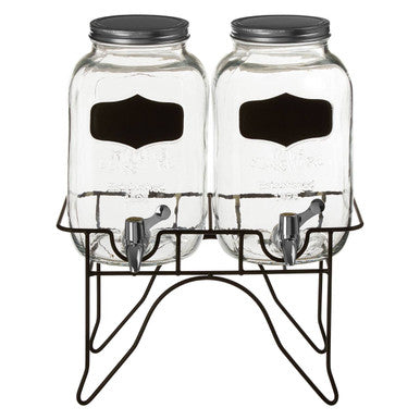 Grocer Set Of 2 Drink Dispensers With Stand
