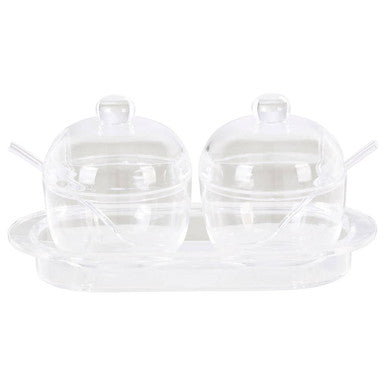 Gozo Set Of 2 Condiment Pots Withy Tray