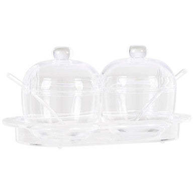 Gozo Set Of 2 Condiment Pots Withy Tray
