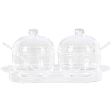 Gozo Set Of 2 Condiment Pots with Tray