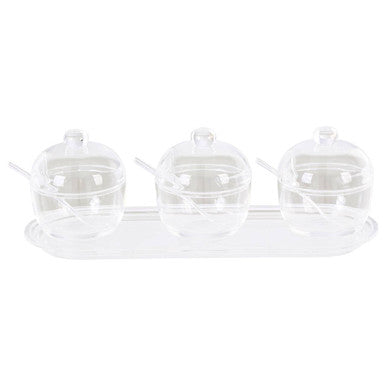 Gozo Set Of 3 Condiment Pots Withy Tray