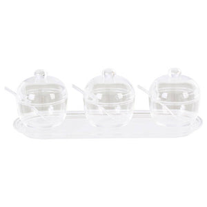 Gozo Set Of 3 Condiment Pots Withy Tray