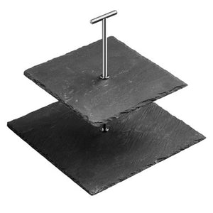 Slate 2 Tier Square Cake Stand