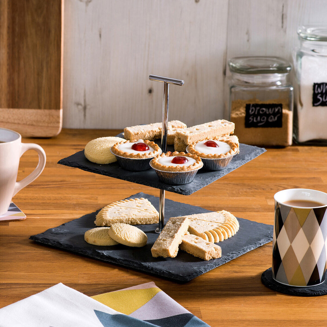 Slate 2 Tier Square Cake Stand