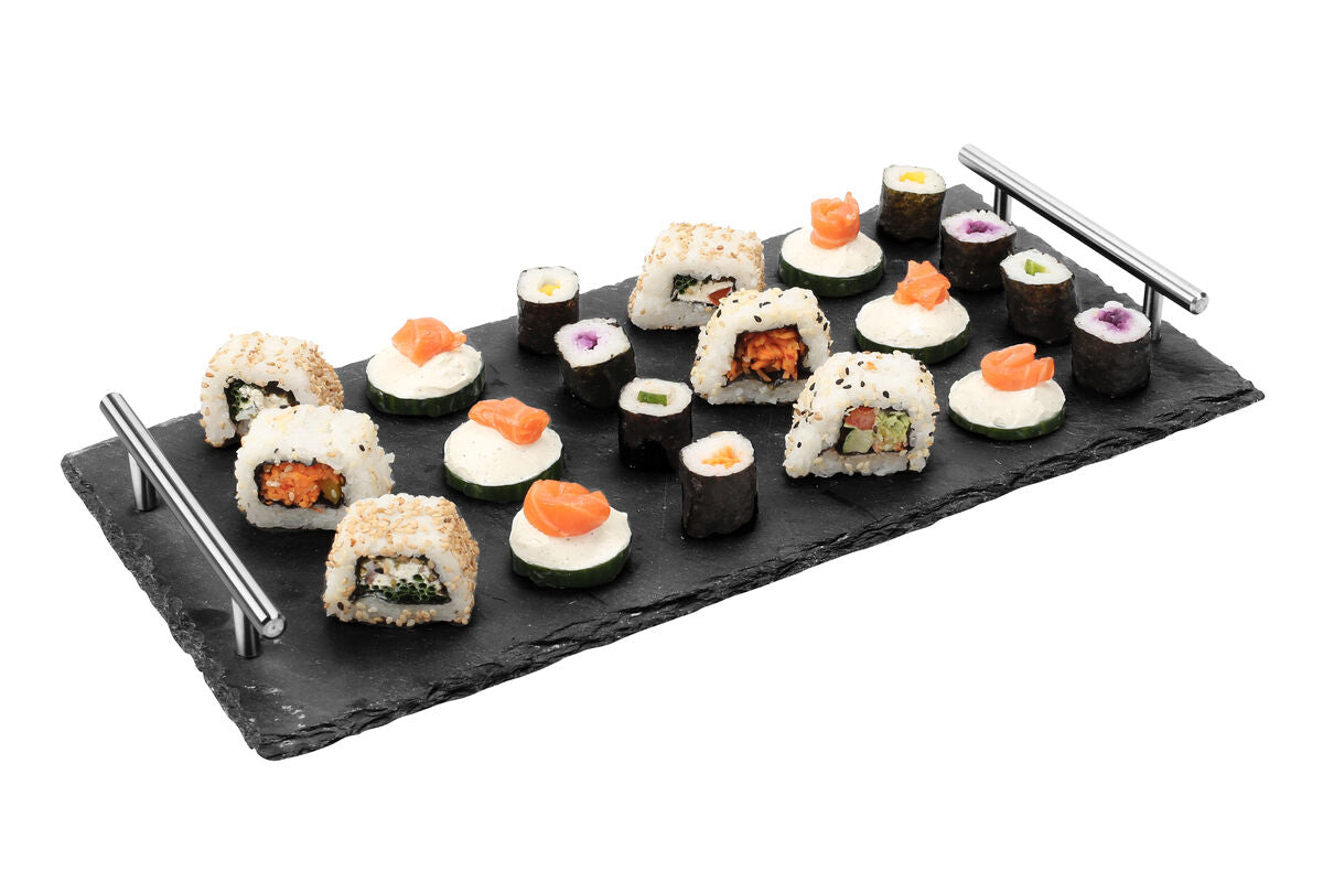 Slate Tray With Stainless Steel Handles