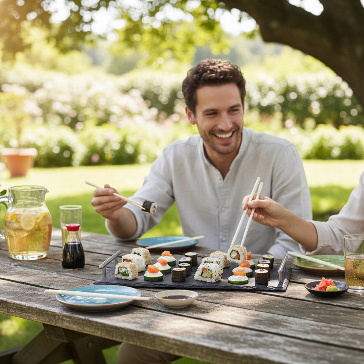 Slate Tray With Stainless Steel Handles