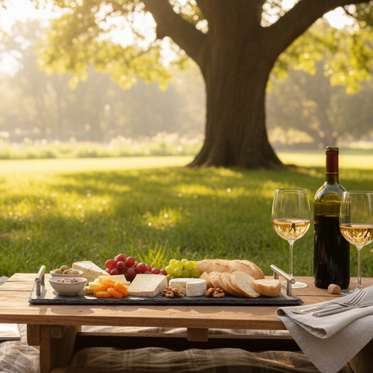 Slate Tray With Stainless Steel Handles