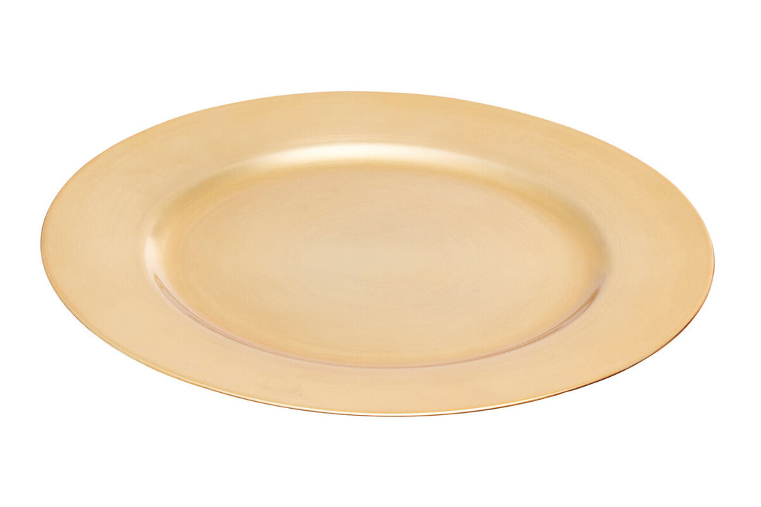 33cm Dia Flat Gold Decorative Charger Plate