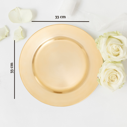 33cm Dia Flat Gold Decorative Charger Plate