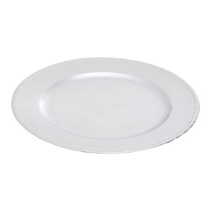 Silver Charger Plate with Dotted Rim | Dia