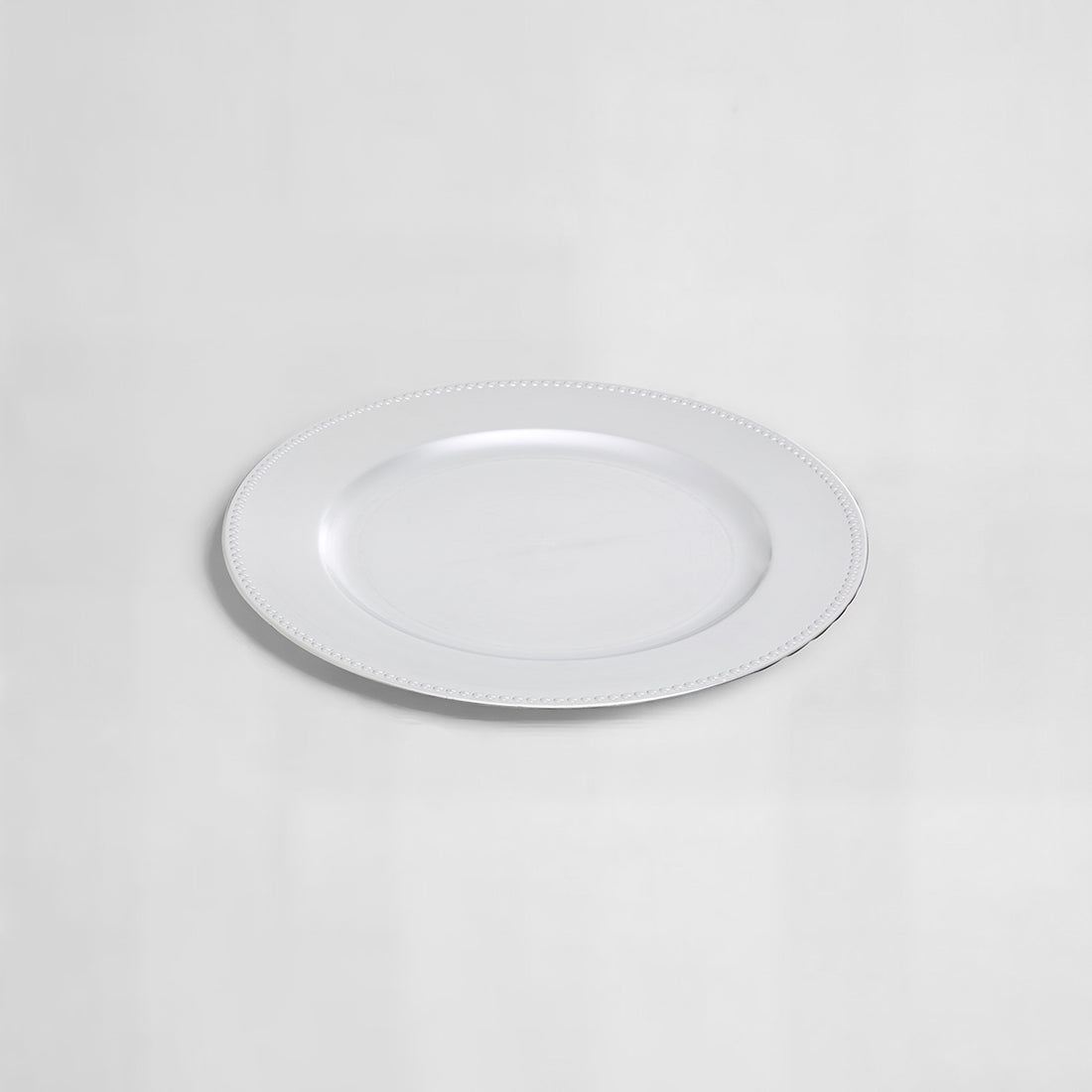 Dia Silver Charger Plate With Dotted Rim