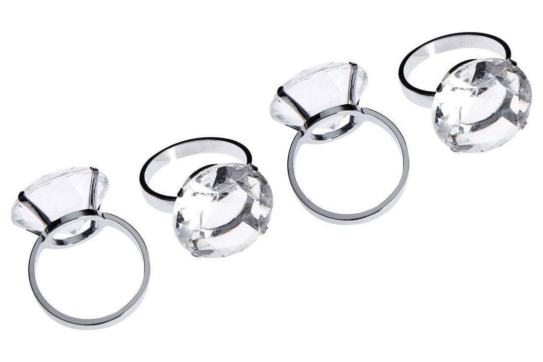 Set Of Four Clear Diamante Napkin Rings - Image 1