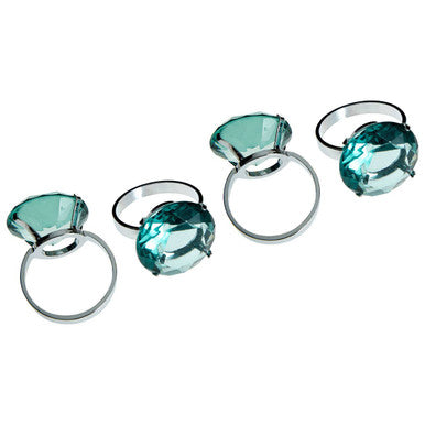 Set Of Four Teal Diamante Napkin Rings