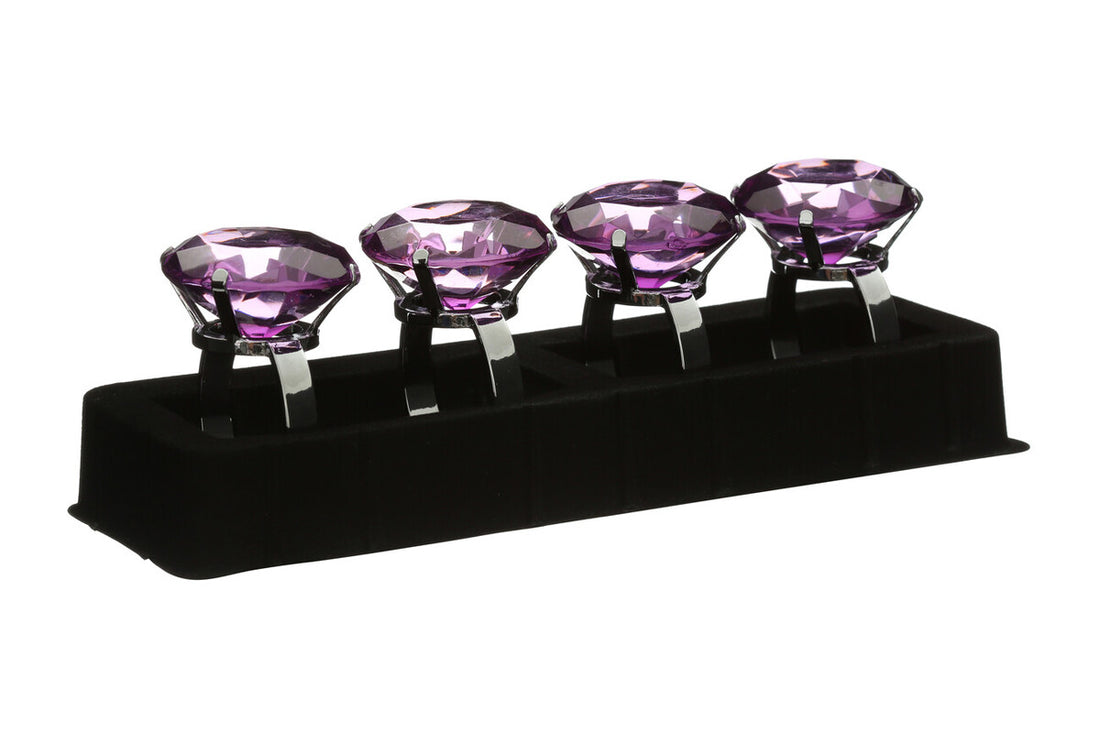 Set Of Four Purple Diamante Napkin Rings