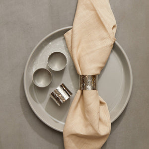 Set of Four Silver Finish Napkin Rings | Metallic Napkin Rings