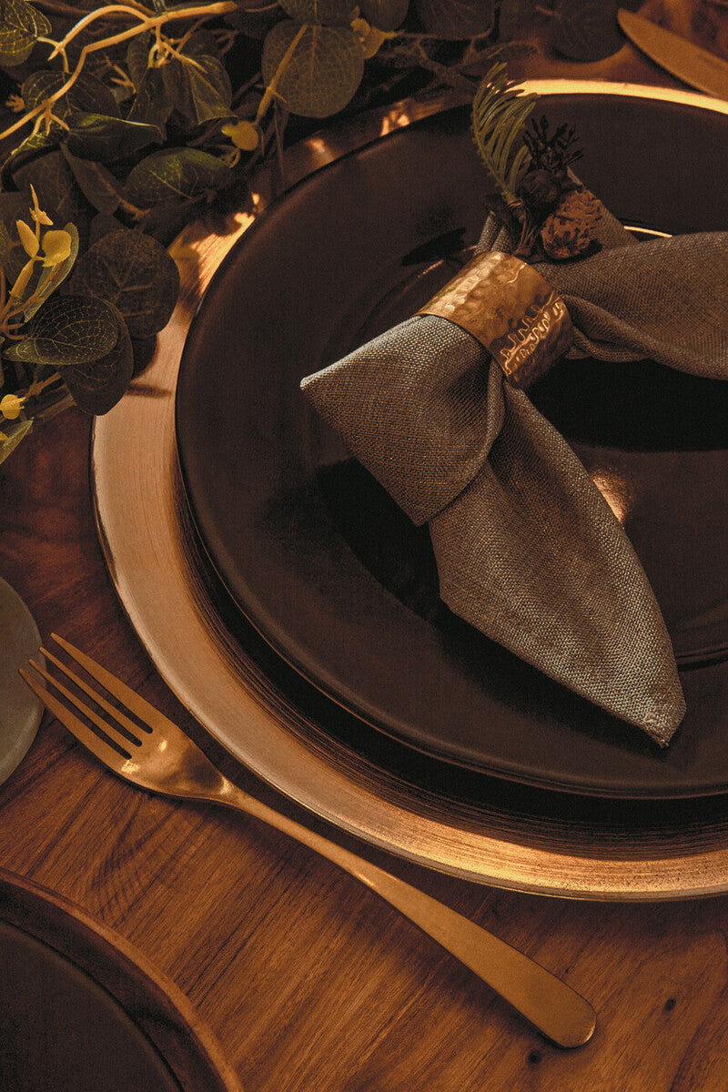 Set Of Four Brass Finish Napkin Rings