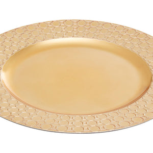 Gold Charger Plate with Octagon Pattern Rim | Dia