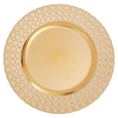 Dia Gold Charger Plate With Octagon Pattern Rim